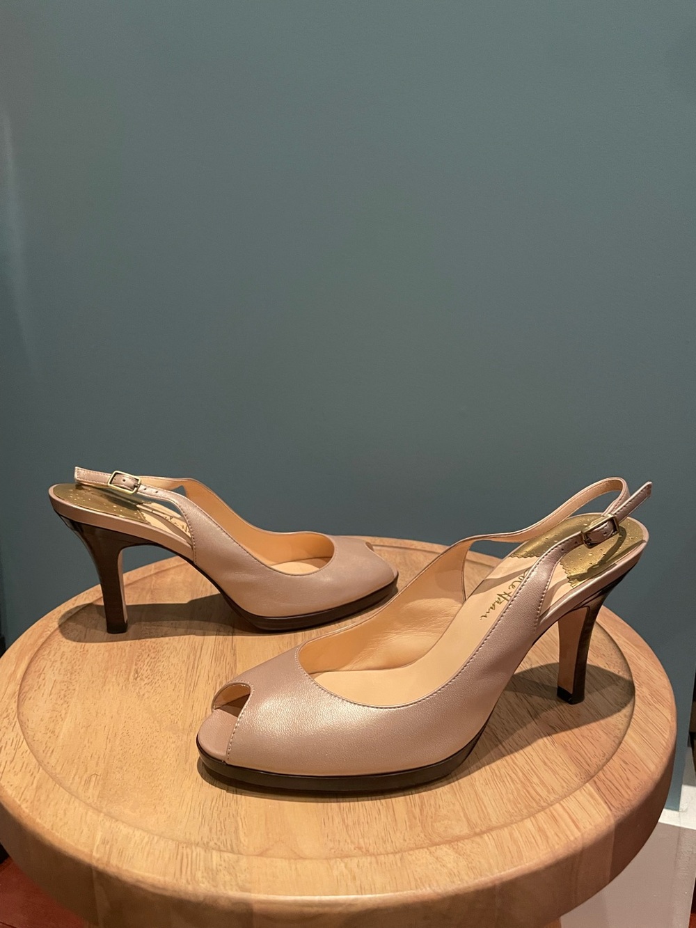 Cole Haan Peep Toe Slingback Heels in Pearlized Blush